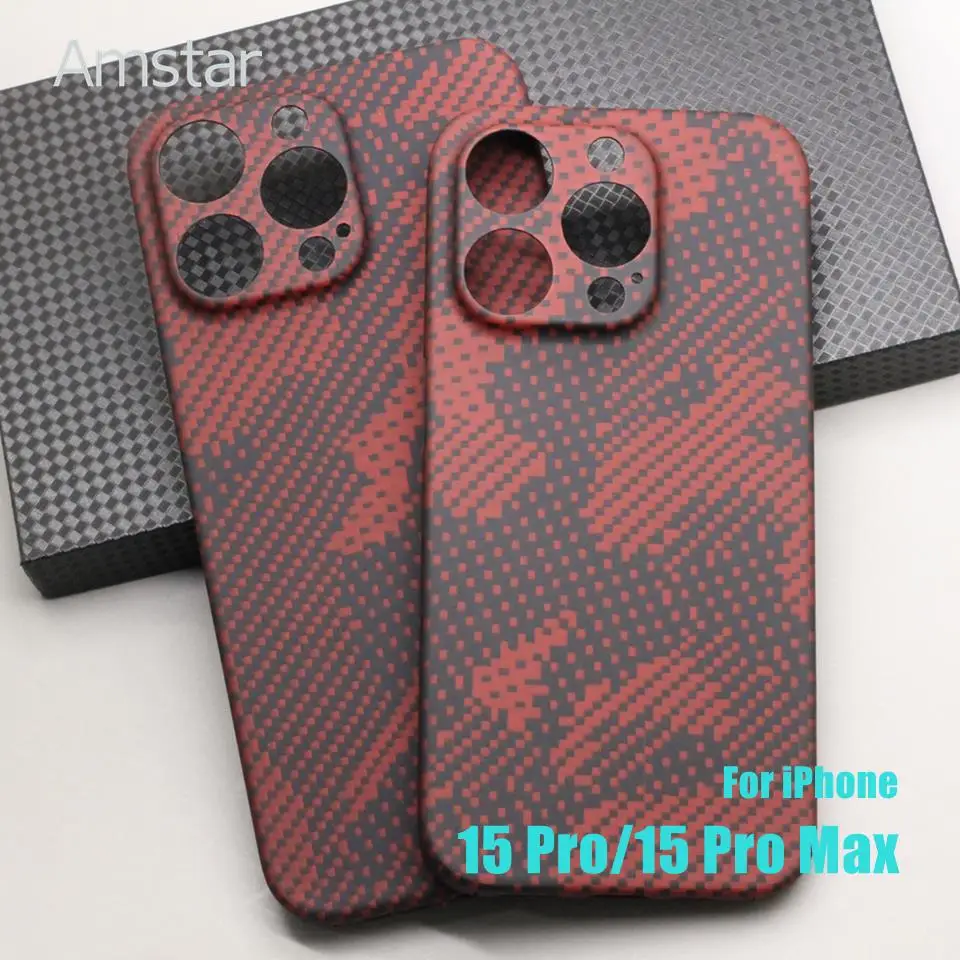 

Amstar Unique Carbon Fiber Lens protective Case for iPhone 15 Pro Max Premium Aramid Fiber Ultra-thin Cover for iPhone 15 Pro