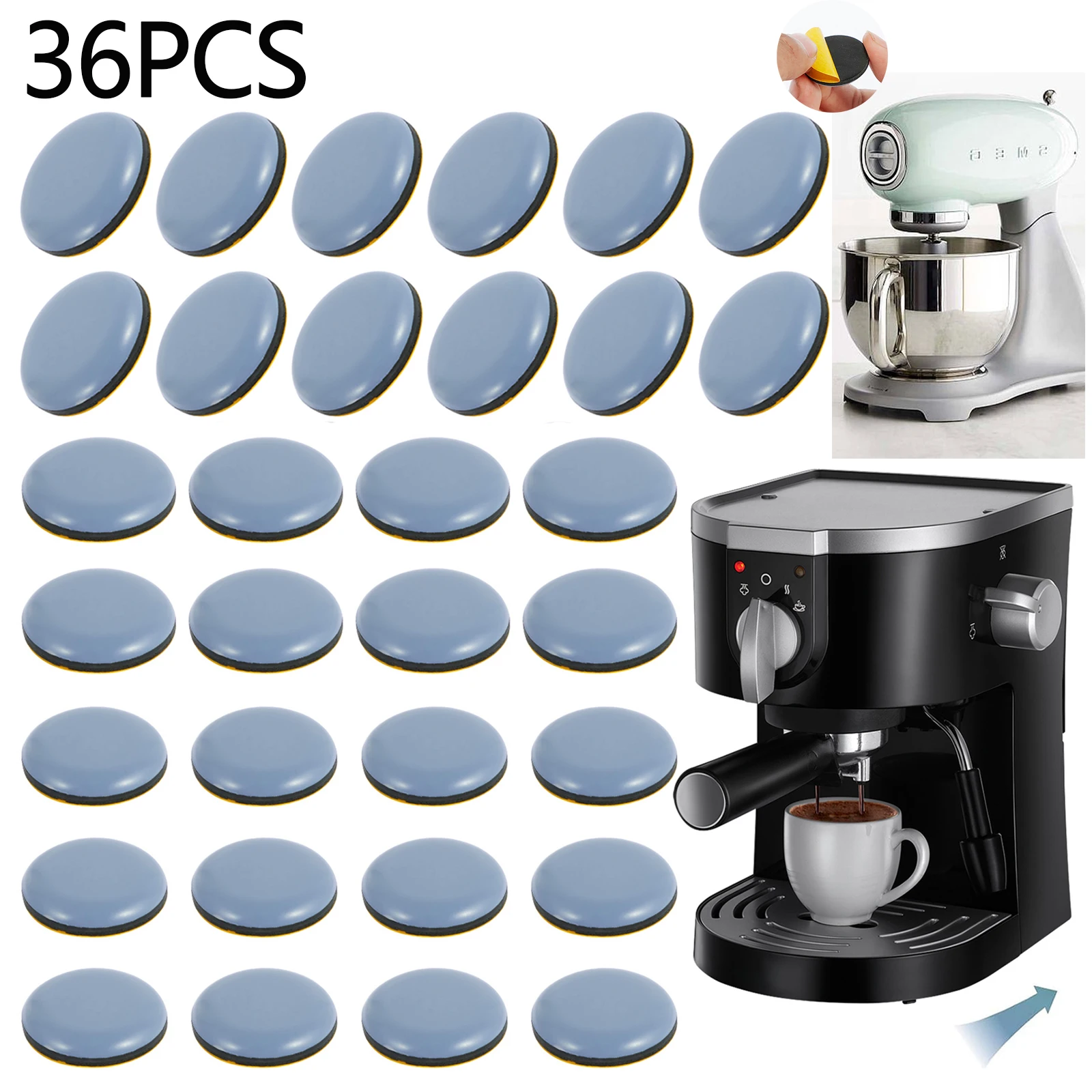 36Pcs Kitchen Appliance Sliders Self Adhesive Chair Sliders Silent Air Fryer Round Self-Stick Furniture Moving Pads 19/22/25mm