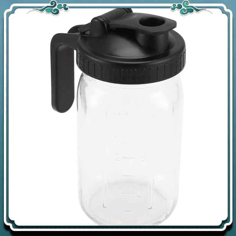 

A67K-32Oz Mason Jar Pour Spout Lid -Glass Pitcher Breast Milk Pitcher Seal For Juice,Milk,Coffee,Tea,Lemonade,Drink