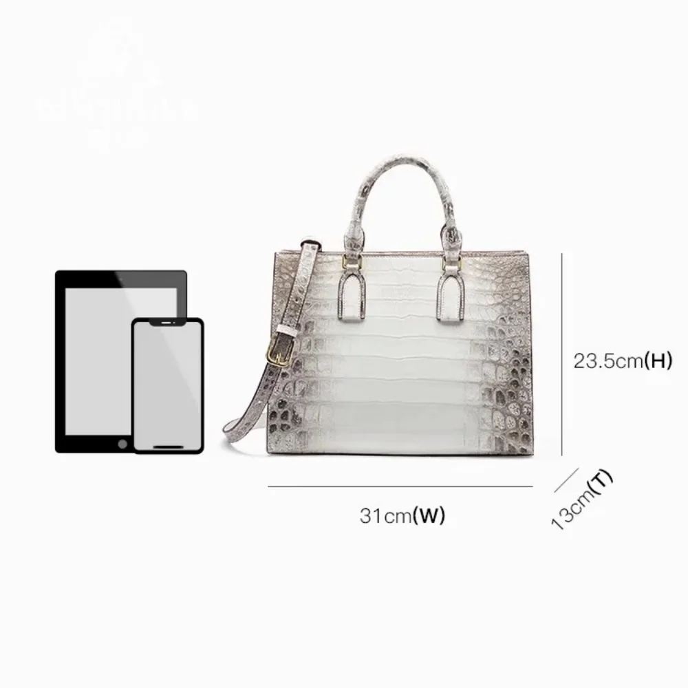 Authentic Himalayan Crocodile Skin Women's Tote Bag, Large Capacity, Business Travel, Shoulder & Hand Carry Luxury Handbag view 5