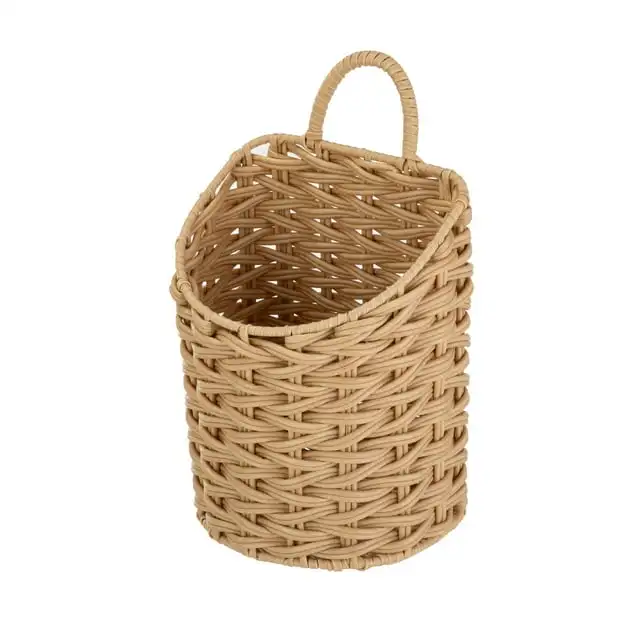 

HomeZone 2PK PE Hanging Basket Organizers, 7.09 in W x 5.51 in L x 6.89 in/9.65 in H, Beige