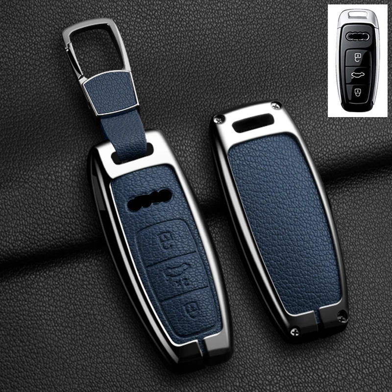 Passende Metall-Leder-Autoschlüsselhülle für Audi Q8 RSQ8 A6 C8 S6 RS6 A7 S7 RS7 A3 8Y A8 D5 4N RS E-tron GT Q4 Q7 4M Zubehör – Detail 12