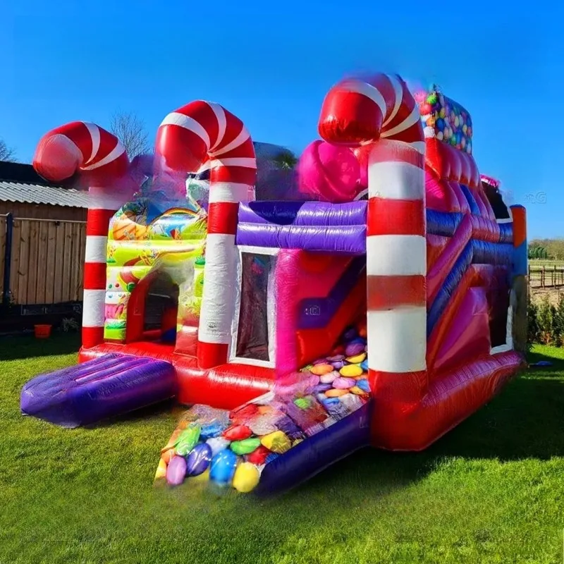 

Candy House Inflatable Bounce Castle Trampoline Kids Party Jumping House Backyard Games Christmas Inflatable Bouncer Slide Combo