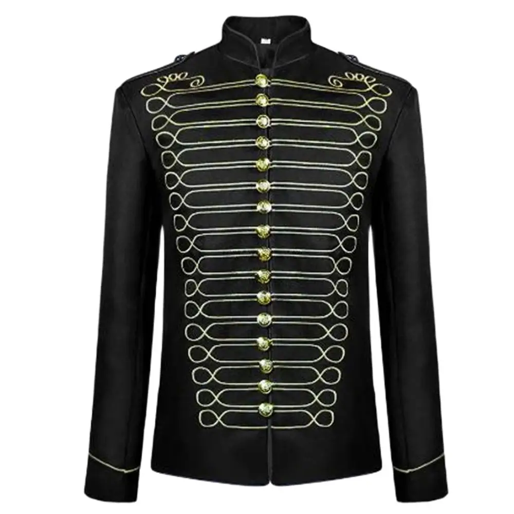 

2024 Medieval Mens Jacket Steampunk Hussar Marching Band Military Drummer Parade Jacket Coat Cosplay Costume