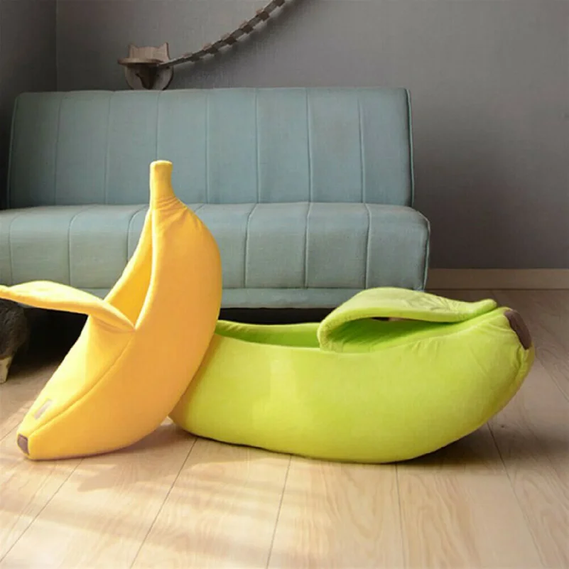 Banana Shaped Deep Sleep Pet Nest Warm Winter Cat Bed Indoor Soft Small Dog Cat Sleeping House Furniture view 2