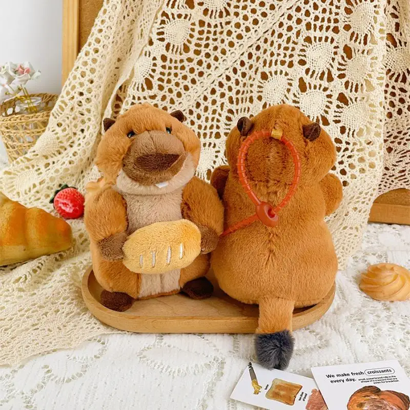 Bonito criativo marmota pingente de pelúcia dos desenhos animados animal de pelúcia boneca chaveiro mochila pendurado decoração chaveiro presentes