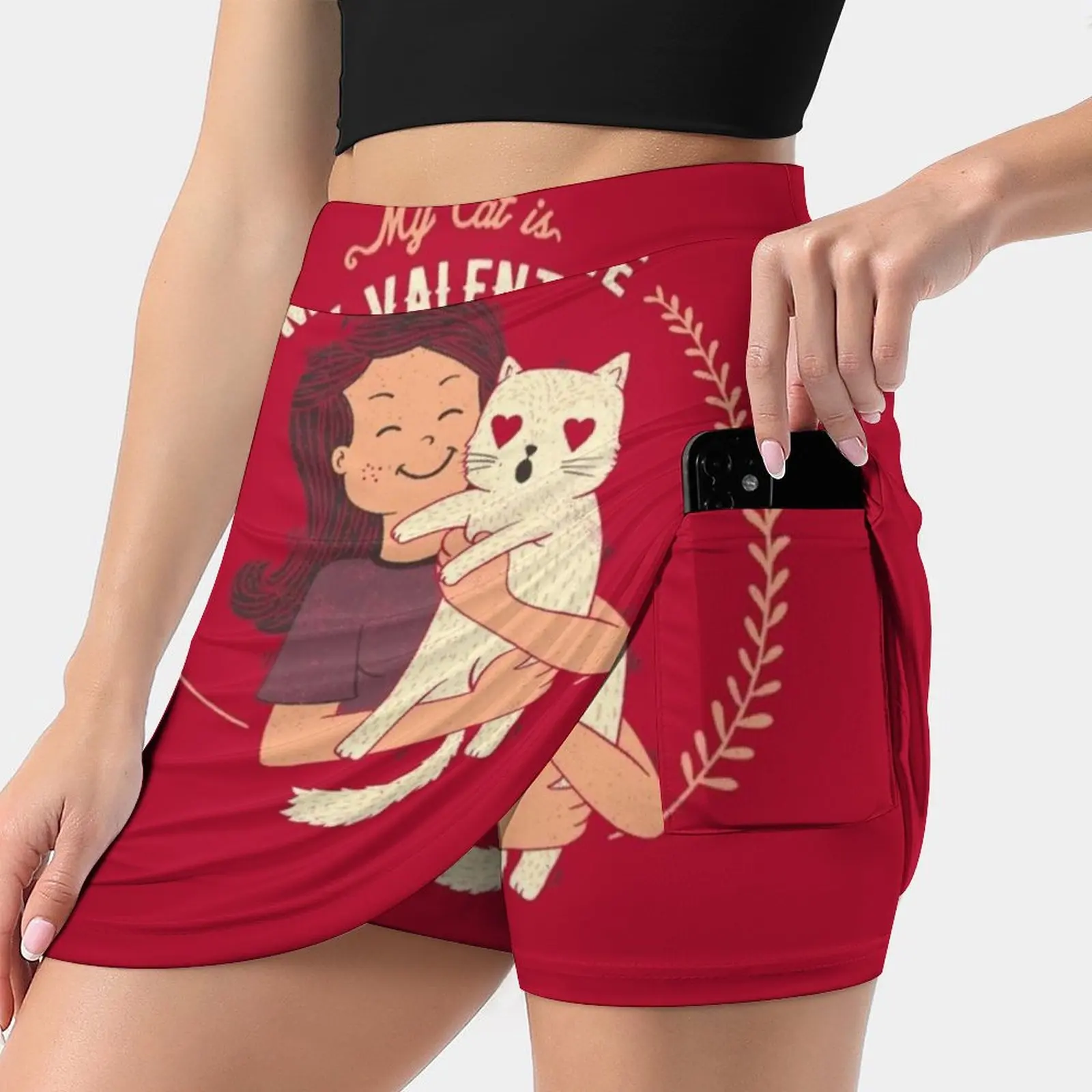 My Cat Is My Valentine Women's skirt Mini Skirts A Line Skirt With Hide Pocket Valentines Valentines Day Love Cute In Love