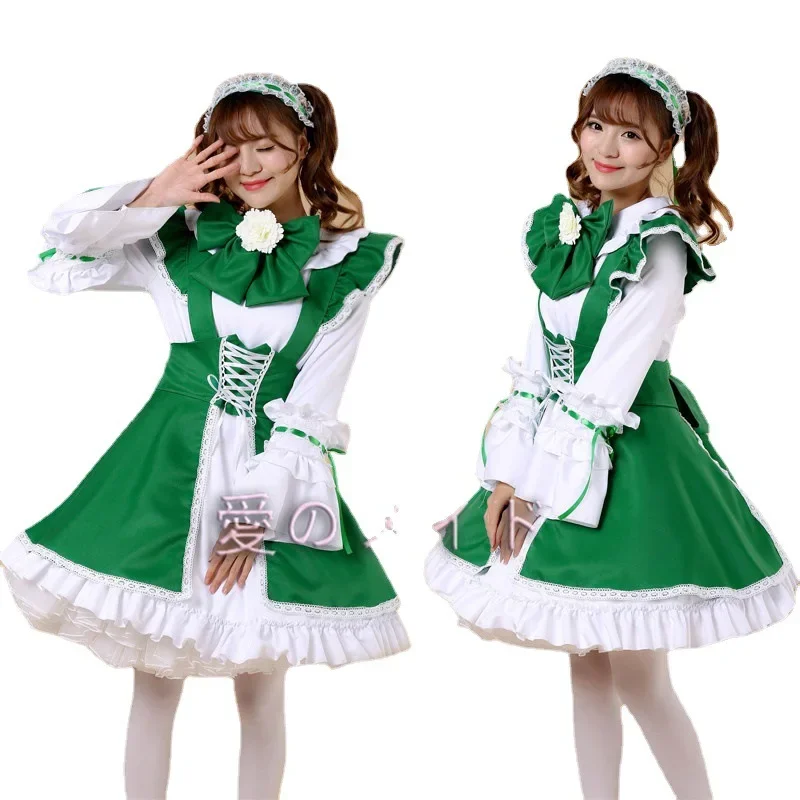 Костюм на Хэллоуин, платья горничной, японское классическое милое платье горничной с длинными рукавами, одежда горничной для косплея