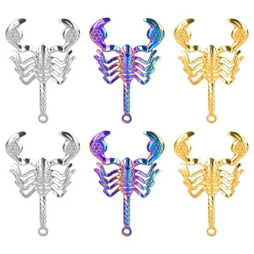 WZNB 5Pcs Stainless Steel Scorpion Charms Pendant For Jewelry Making DIY Necklace Keychain Supplies Accessories Wholesale