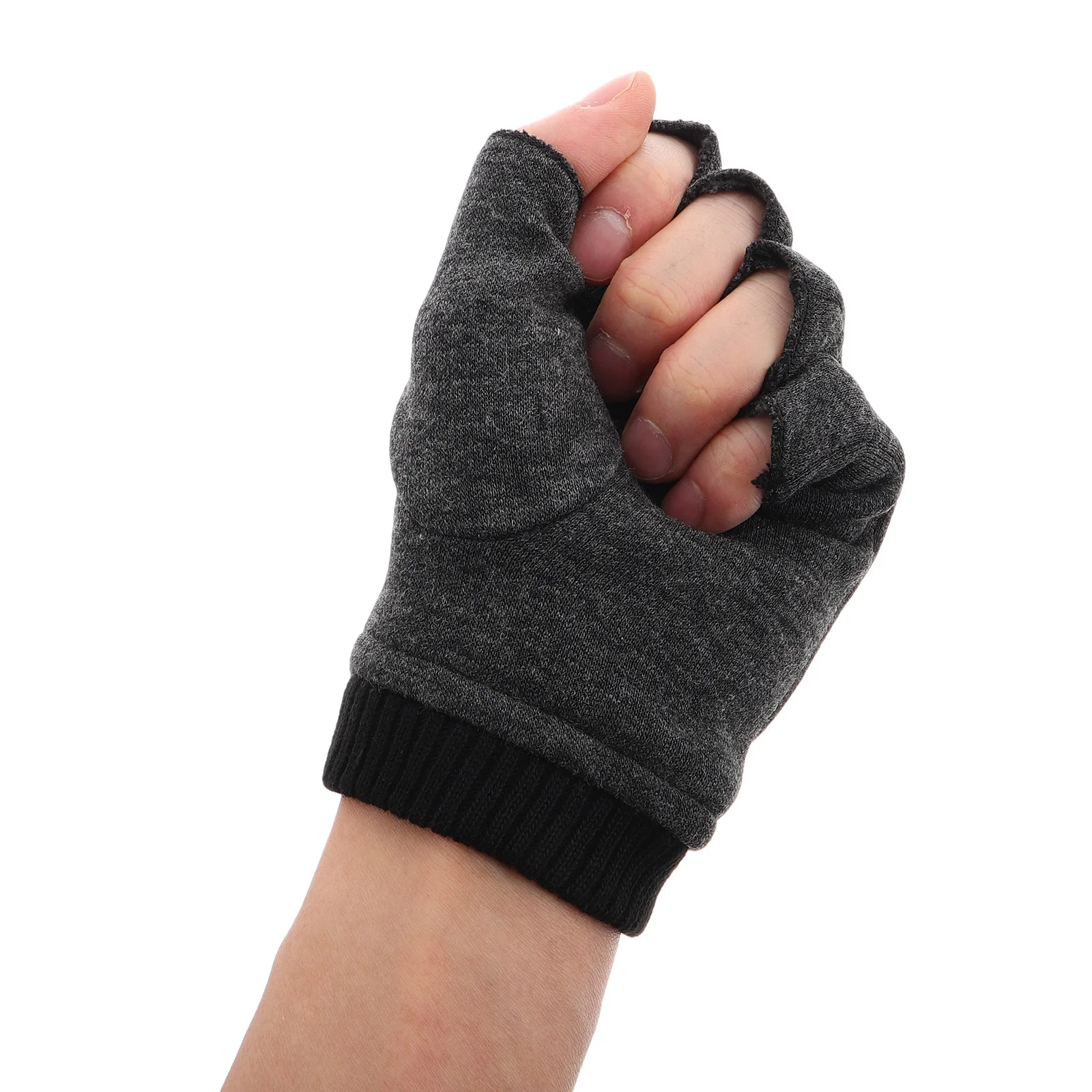 1Pair Half Finger Gloves Warm Thermal Fingerless Driving Cycling Cold Weather Outdoor Sports Winter Thermal Touch Gloves