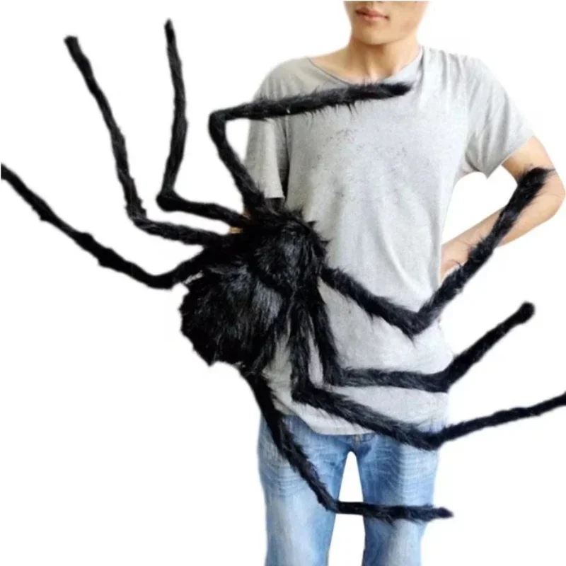 30/75cm Halloween Giant Black Plush Spider Decoration Haunted House Prop Indoor Outdoor Decor