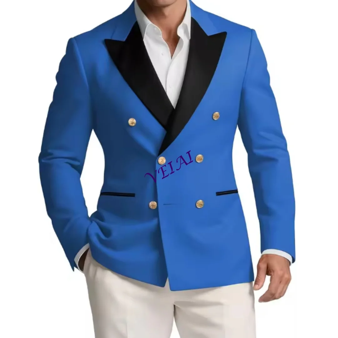 

CustomizedMens Double Breasted Blazer Jacket Coat Slim Fit Tuxedo Suit Jacket for Men Formal Dinner Wedding Prom