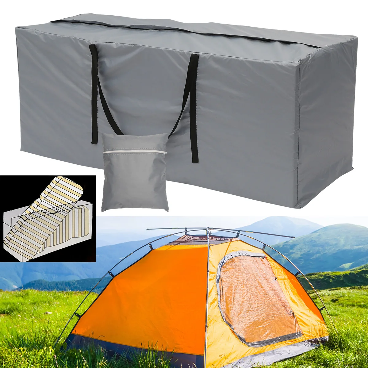 Cushion Storage Bag Large Capacity Furniture Protective Cover Waterproof Anti-UV Rectangle Rip Proof Christmas Tree Storage Bag