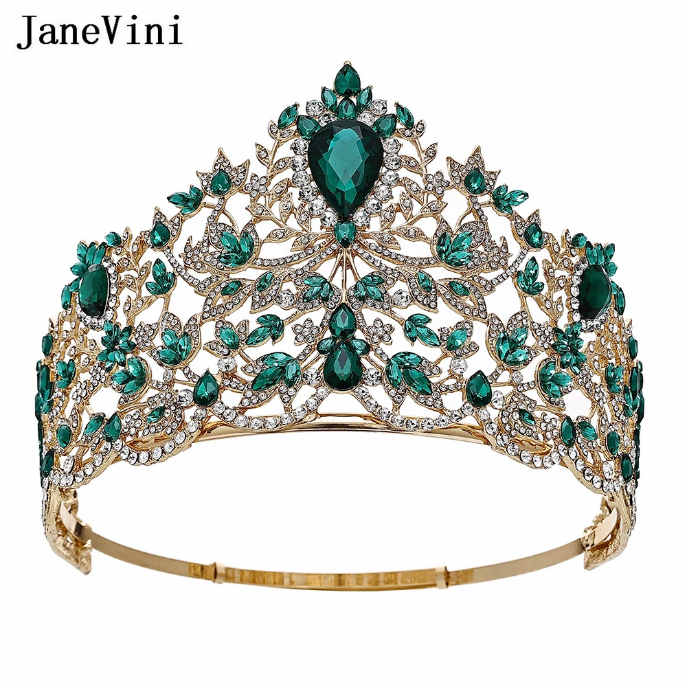 JaneVini Sparkly European Red Crowns and Tiaras Miss Universe Paraguay Crown Bridal Wedding Hair Jewelry Rhinestone Hairwear