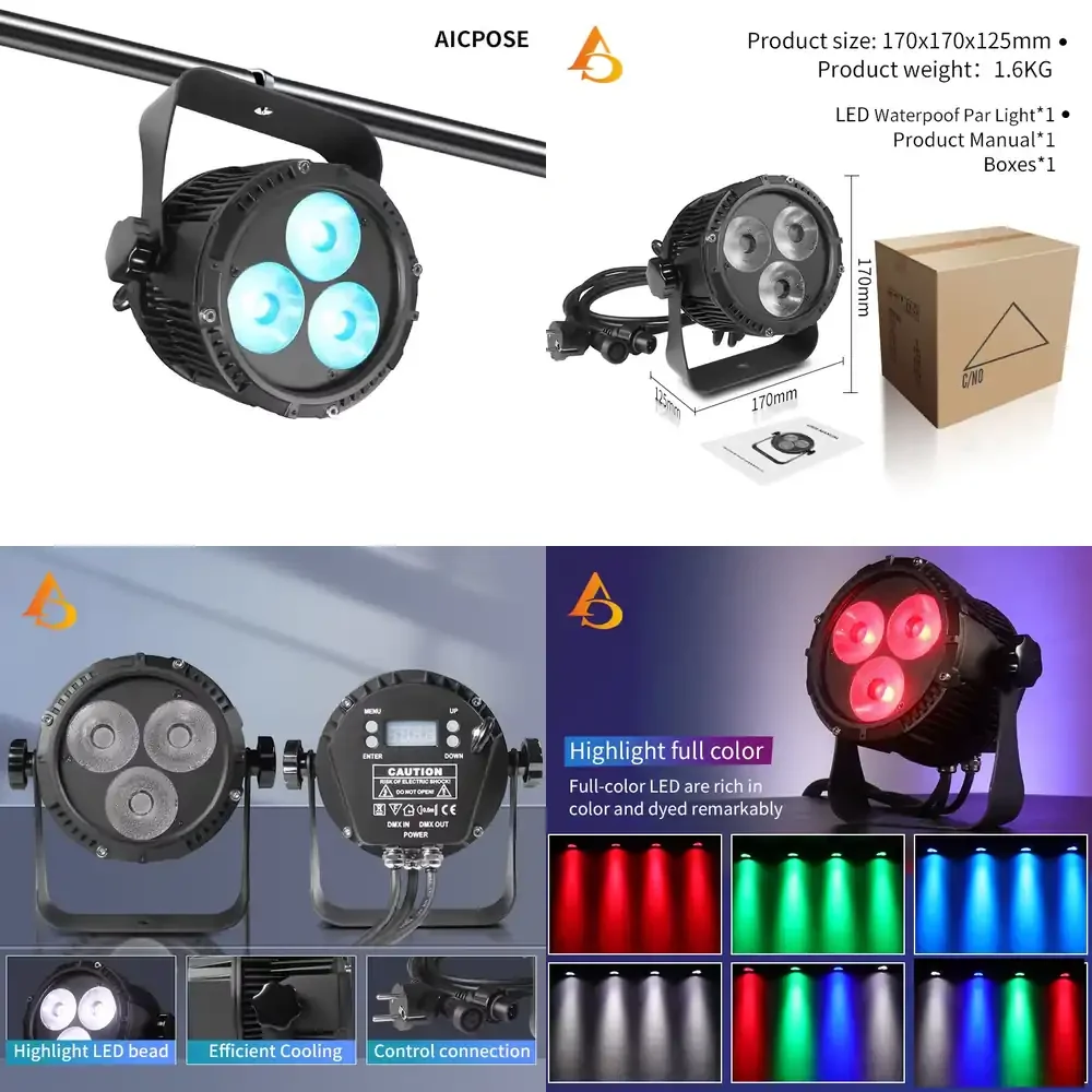 

AICPOSE Wholesale 3x12W IP65 Waterproof LED Par Light DMX512 Outdoor Stage Par Lighting