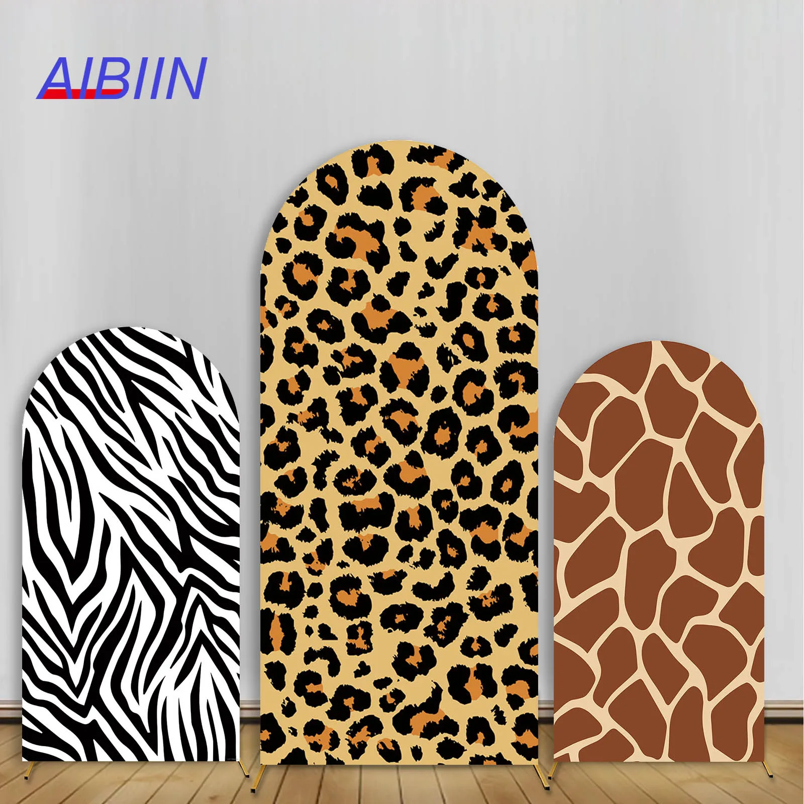 

Safari Arch Backdrop Cover Jungle Animals Leopard Giraffe Zebra Cow Texture Background Wild One Birthday Baby Shower Party Decor