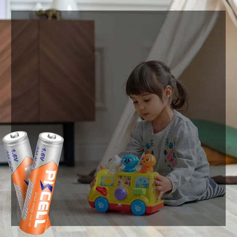 PKCELL 8PC AA 2500MWH Batteries +8PC NI-ZN AAA 900MWH Battery 1.6V NIZN AAA/AA Rechargeable Batteries with 4 Battery Box Holder