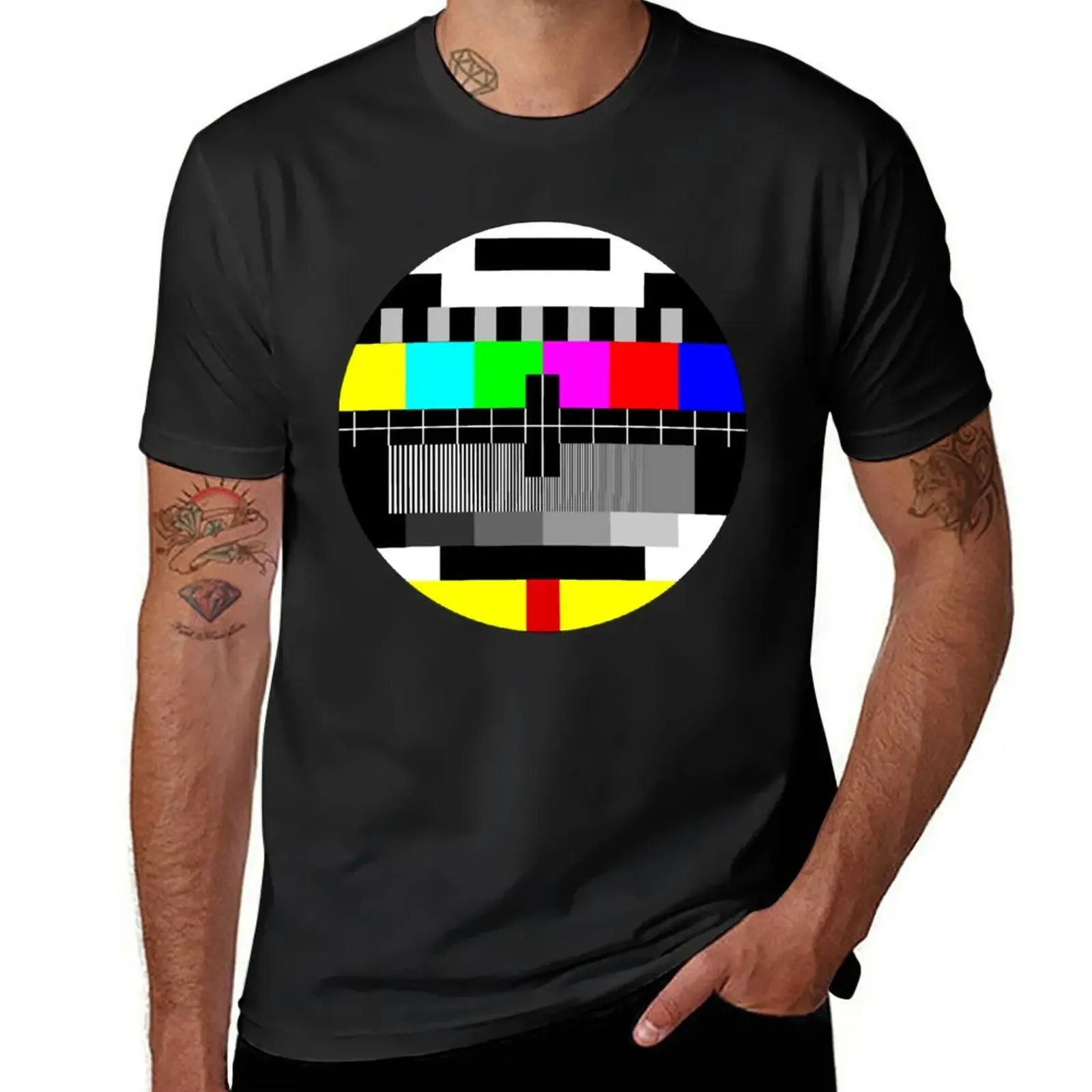 90's TV Test pattern T-Shirt boys animal print oversized graphic tee mens graphic t-shirts big and tall