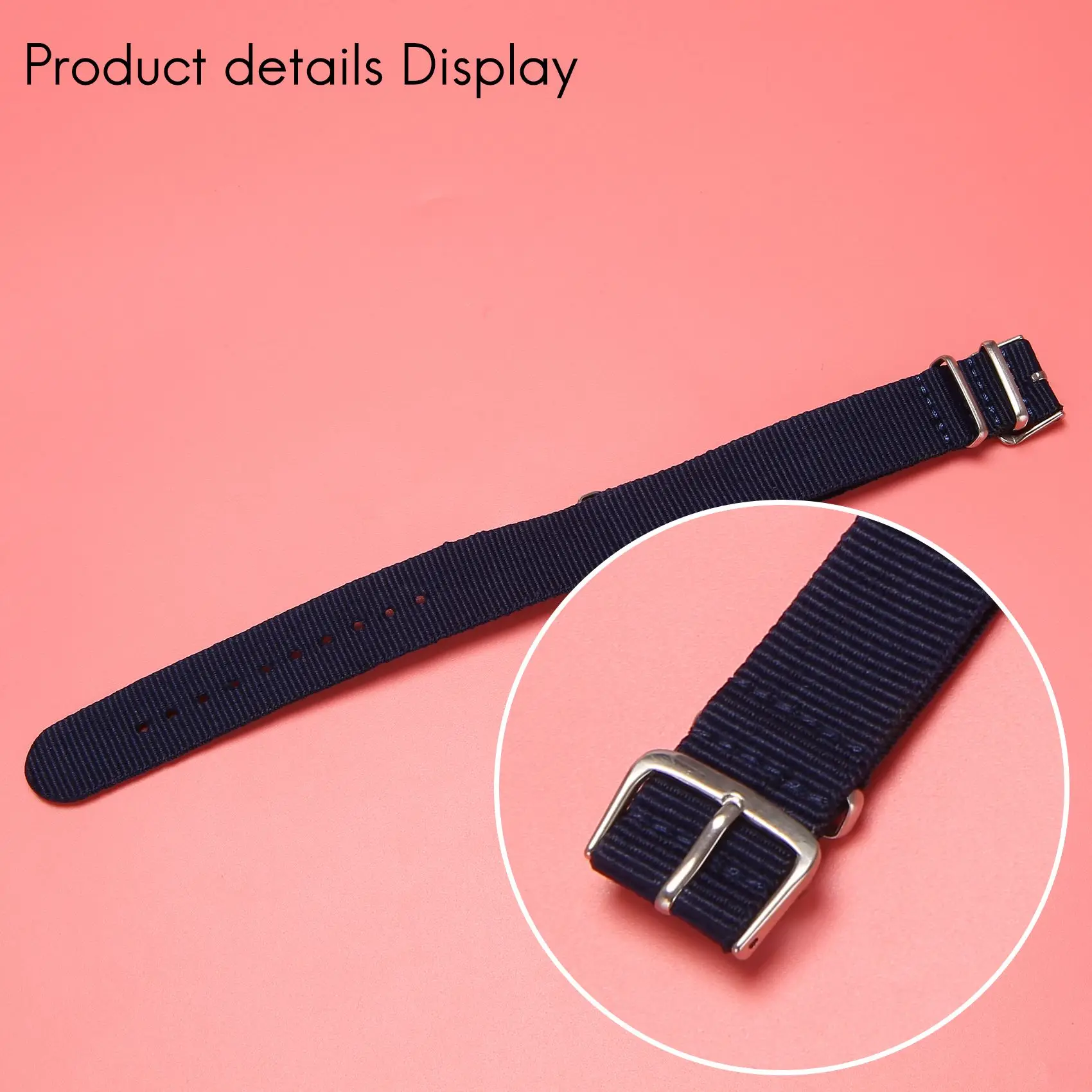 FZFZ 18 mm Nylon-Uhrenarmband mit Kordelzug, Armband, Uhrenarmband, dunkelblau