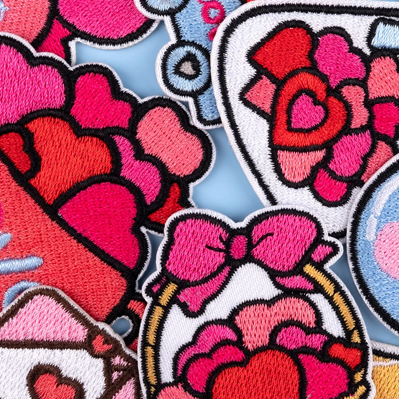 Pink Valentine\'s Day Rose Love Envelope Patches Badges Embroidery Patch Applique Ironing Fashion Clothing DIY Gift Box Decor