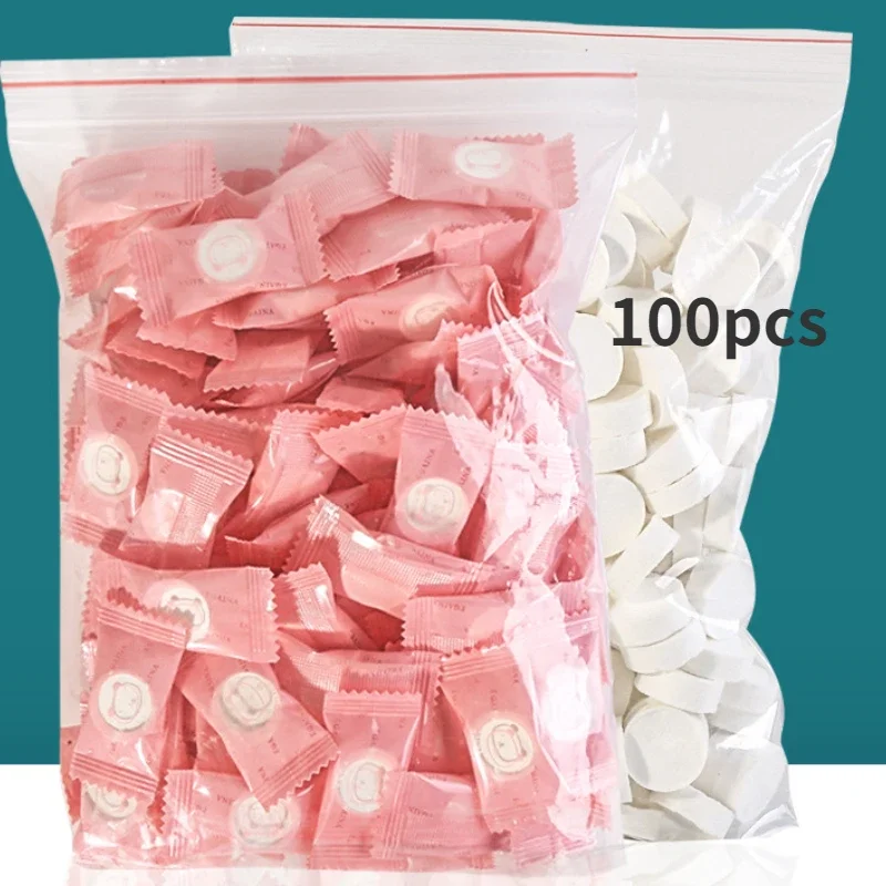 

100PCS Mini Compressed Towel Disposable Capsules Towel Magic Face Care Tablet Outdoor Travel Cloth Wipes Paper Tissue