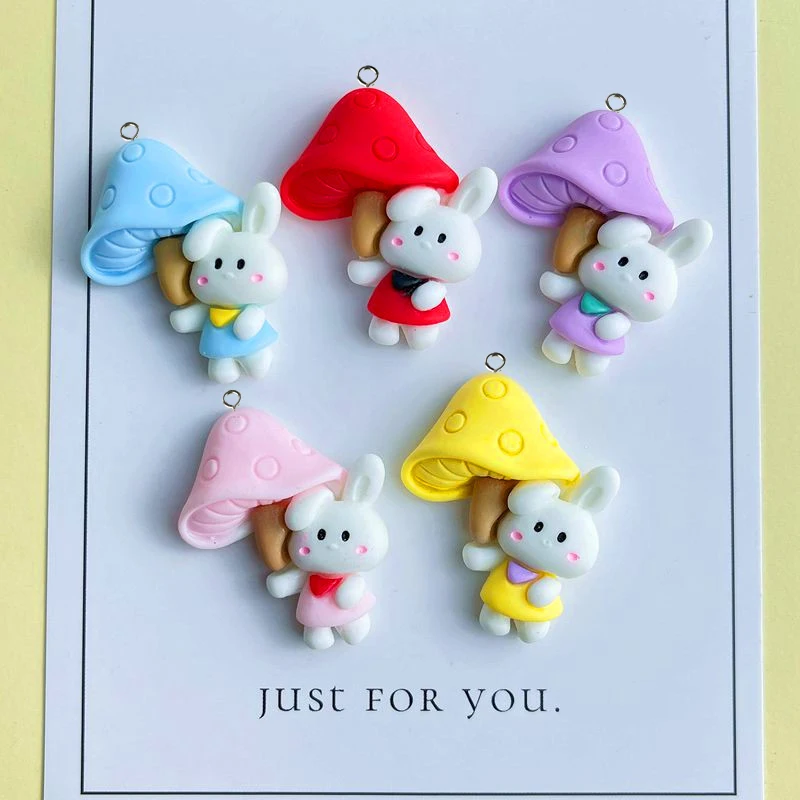 

Kawaii Cartoon Mushroom Rabbit Charms Flatback Resin Cabochon DIY Kids Hair Bows Parts Handmade Jewelry Making Decor Accessory