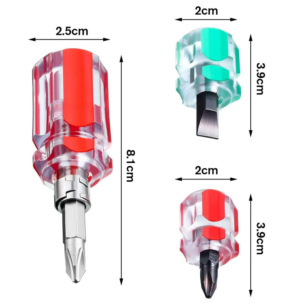 3Pcs Short Screwdriver Flat Head Cross-Head 2-in-1 Set For Narrow Spaces Repairing Sewing Machines Hand Tools