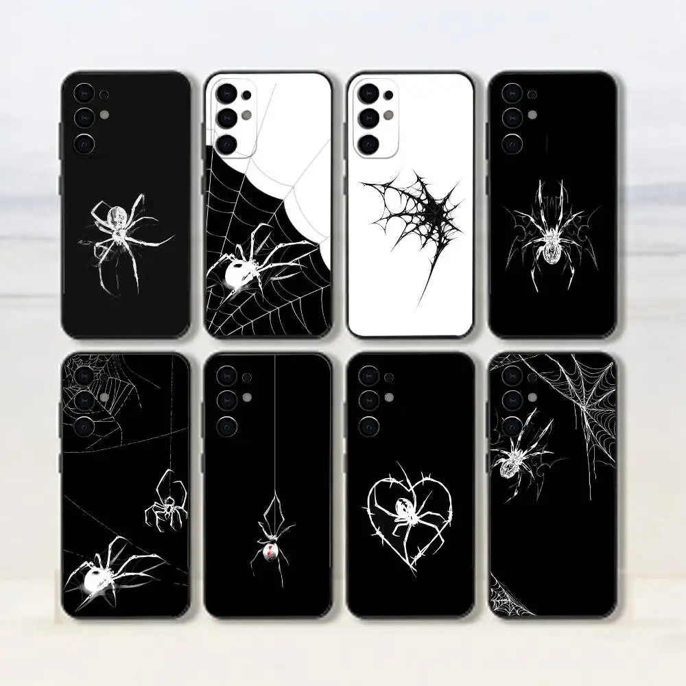 

Grey white spider Phone Case For Samsung S25,S24,S21,S22,S23,S30,Ultra,S20,Plus,Fe,Soft Silicone Black Cover