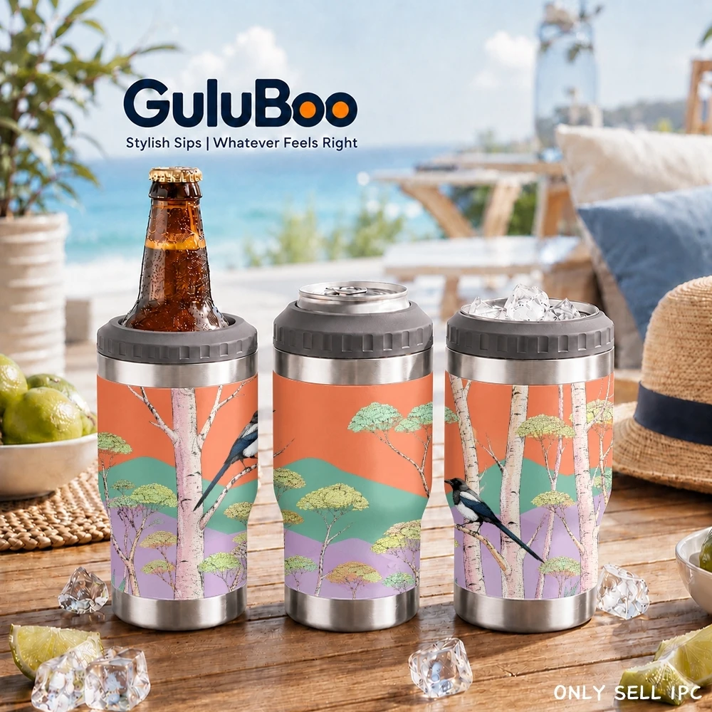 Realistic-style birds Vacuum Flasks 4-in-1 Versatile Cooler: One Cup, Total Freedom from Brews to Beer