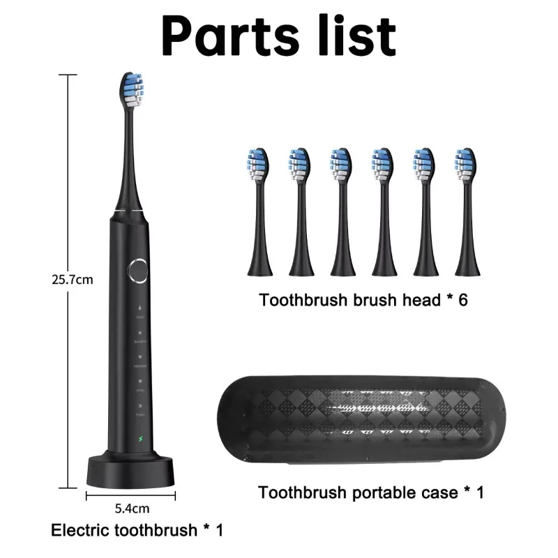 Sarmocare X700 Wireless Charging Sonic Electric Toothbrush with 6pcs Brush Heads Travel Case Charger Smart Toothbrush for Adults - view 6