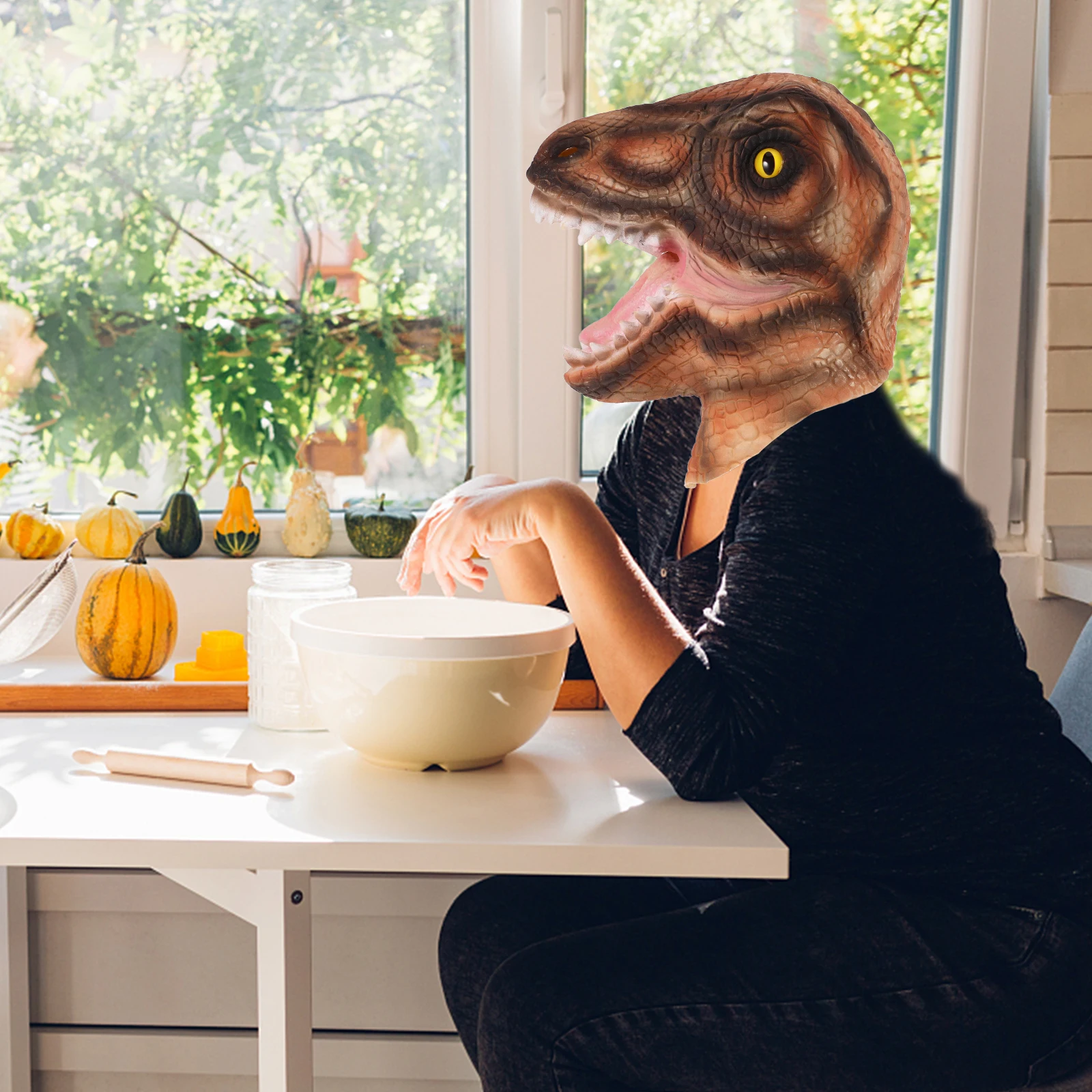 قناع ديناصور مخيف من اللاتكس خفيف الوزن لمهرجان الكرنفال، دعامة مزحة للهالوين، فكرة هدية فريدة من نوعها