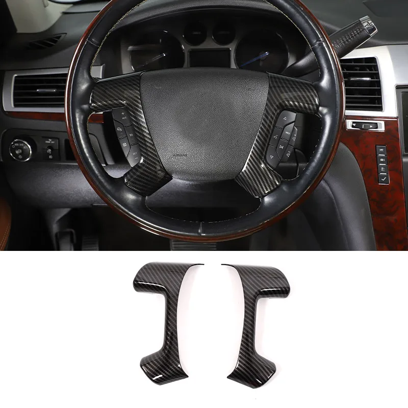 

For Cadillac Escalade 2007-2017 ABS Carbon Fiber Car Steering Wheel Decorative Frame Stickers Car Interior Accessories