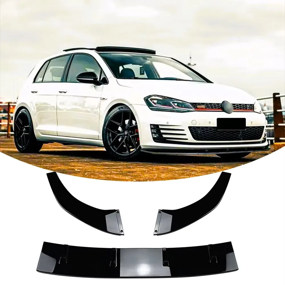 Frontstoßstangen-Spoilerlippe Schutz für 2013-2020 VW Golf MK7 R GTD GTI TSI TDI 3-teilige Stoßstangenlippe Kinn-Bodykit Autozubehör