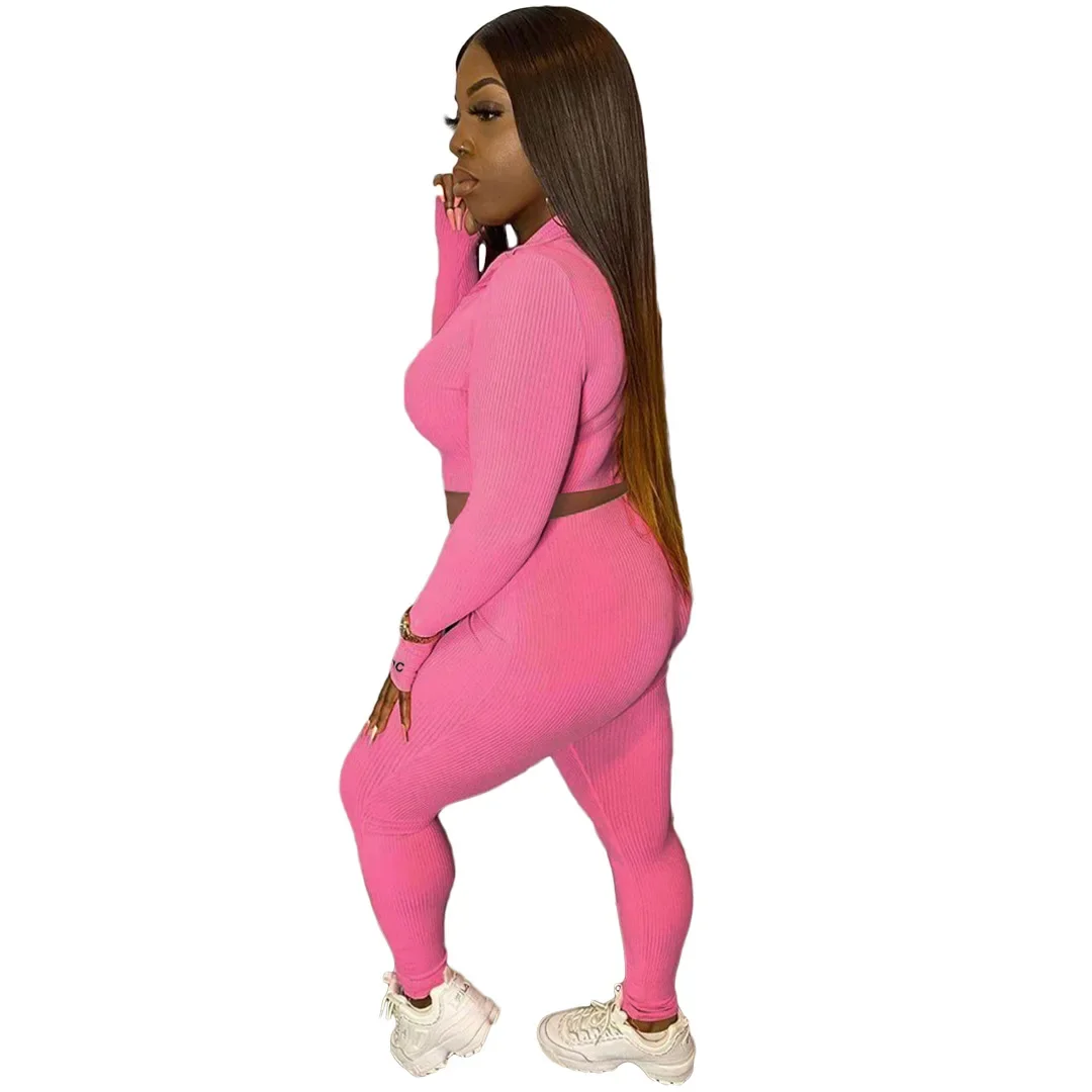 Women's 2 Piece Set Long Sleeve Jacket & Ankle Length Workout Flare Leggings Casual Matching Outfit Tracksuit Sweatsuit