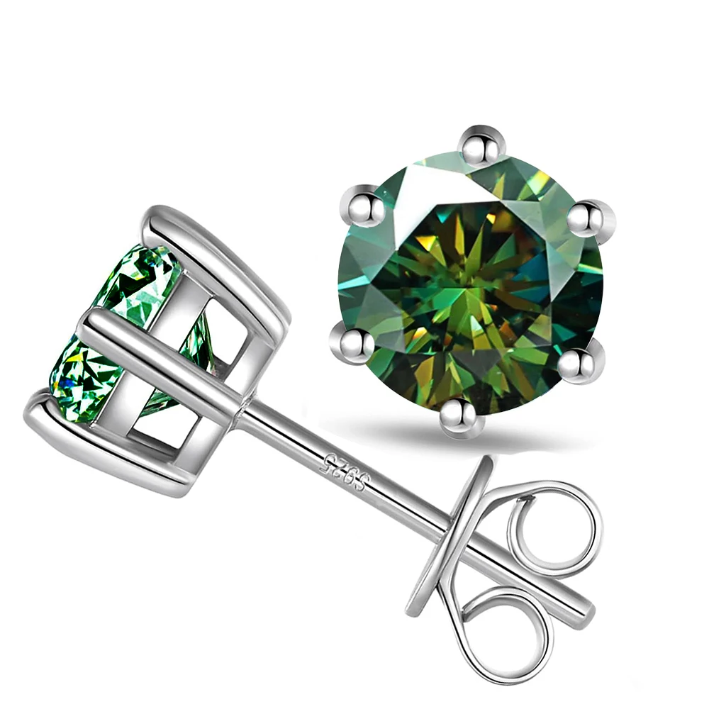 

Серьги-гвоздики Luomansi 2 + 2CT, 8 мм, зеленые с мусанитом, Алмазный тестер S925, серебряные ювелирные изделия, свадебная памятвечерние