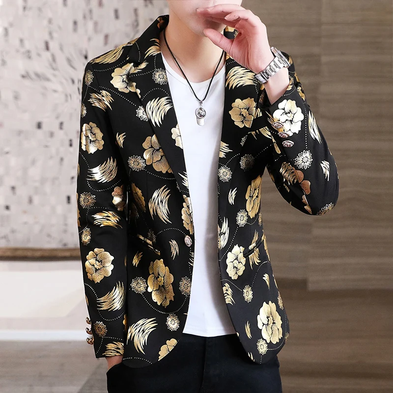 جديد أزياء رجالية عادية رجال الأعمال في الهواء الطلق طباعة مأدبة تنوعا التخسيس العصرية مصفف شعر النسخة الكورية السترة #3