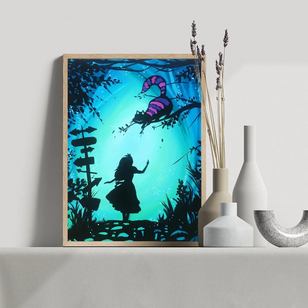 1PC A-Alice In Wonderlands Poster Movie Sticky Posters Retro Kraft Paper Sticker DIY Room Bar Cafe Aesthetic Art Wall Painting