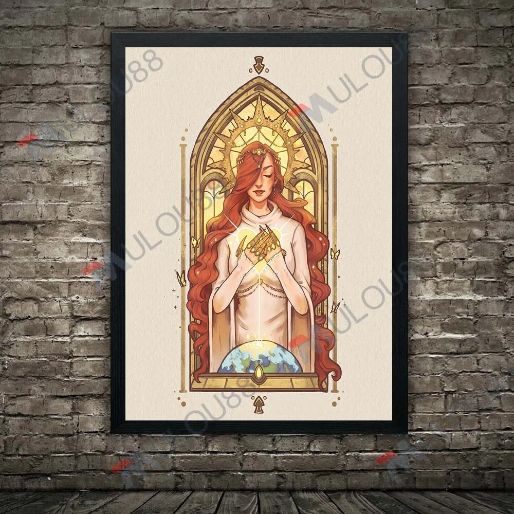 الطبيعة الساحرة والحيوانات، خمر الرسم على لوحات القماش الجدارية قزم سيدة الخيال الفني المشارك والطباعة لتزيين غرفة المعيشة