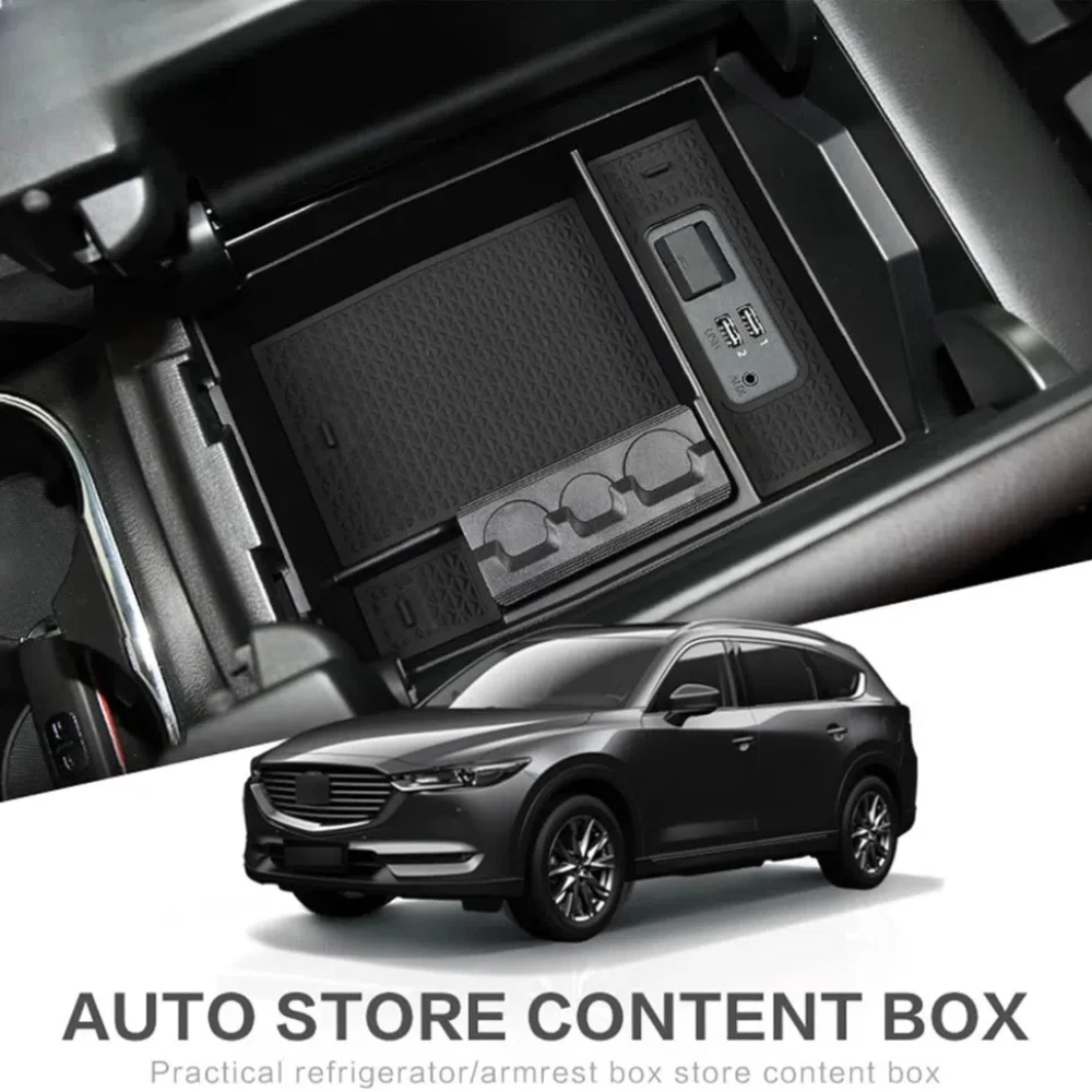 Car Central Armrest Box Storage Box For Mazda CX-8 CX-9 2024-2016 CX8 CX9 Insert ABS Hidden Tray Auto Interior Accessories