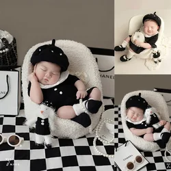 Baby Girl Newborn Photoshoot Outfits Small Fragrance Theme Style Clothing Rabbit Doll Sunglasses Gift Box Photography Props