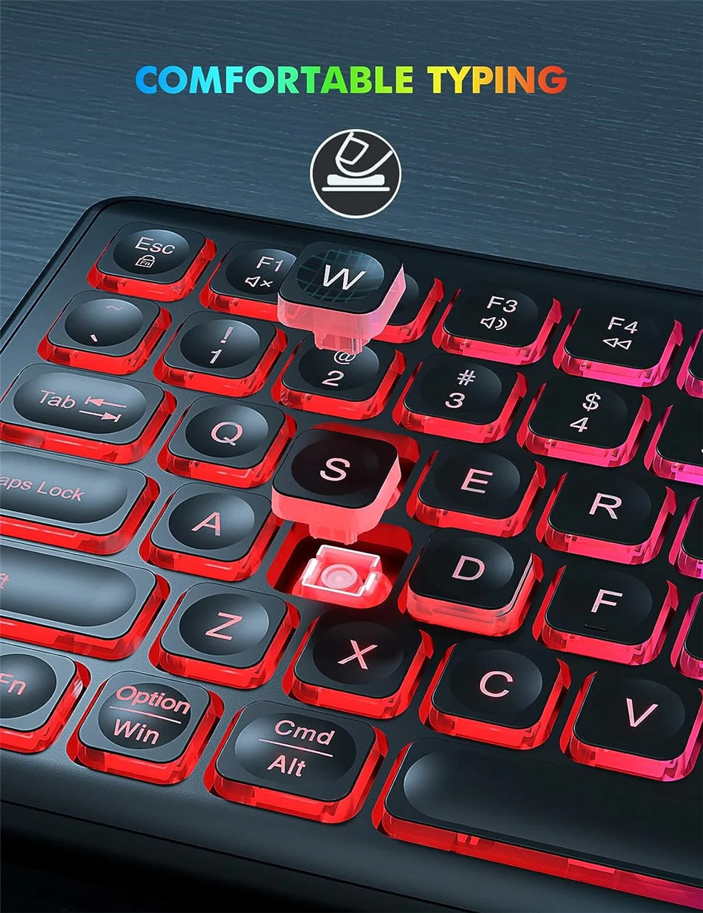 JOMAA 2.4G Wireless Keyboard Mouse Combo with RGB Backlit Rechargeable Full Size Wireless Keyboard Mouse set for Laptop Computer