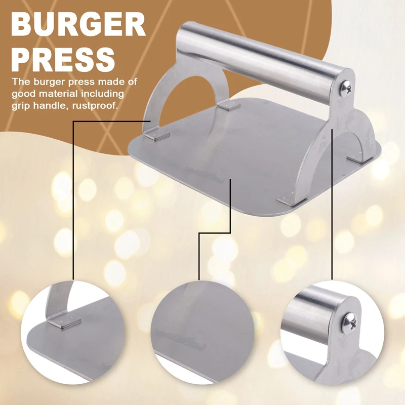 Stainless steel meat press Kitchen Stainless Steel Steak Weight/Bacon with Handle, Heavy-Weight Grill Commercial Grade Burger