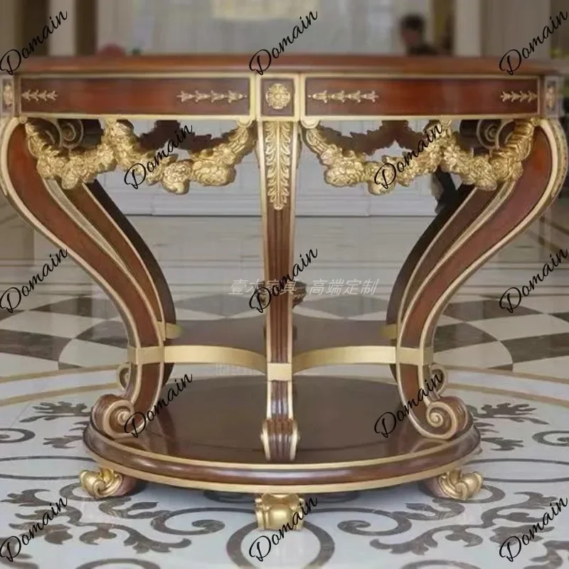 Zl MBritish style Windsor Castle series entrance table round American solid wood entrance locker q