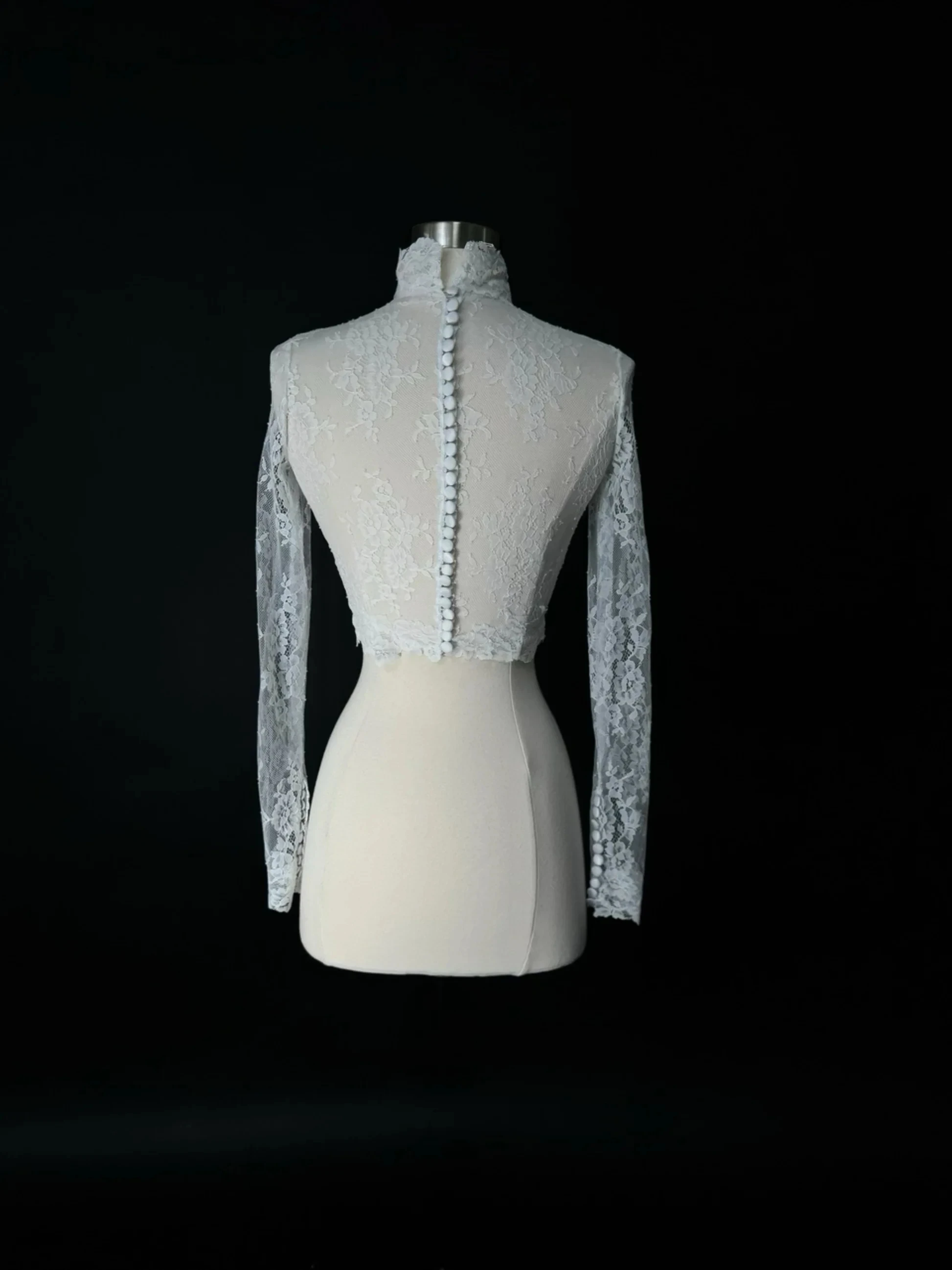 Lace Wedding Boleros Long Sleeves Bride Jacket High Neckline Formal Party Bridal Shrugs Women Capes Wraps Accessory image 4