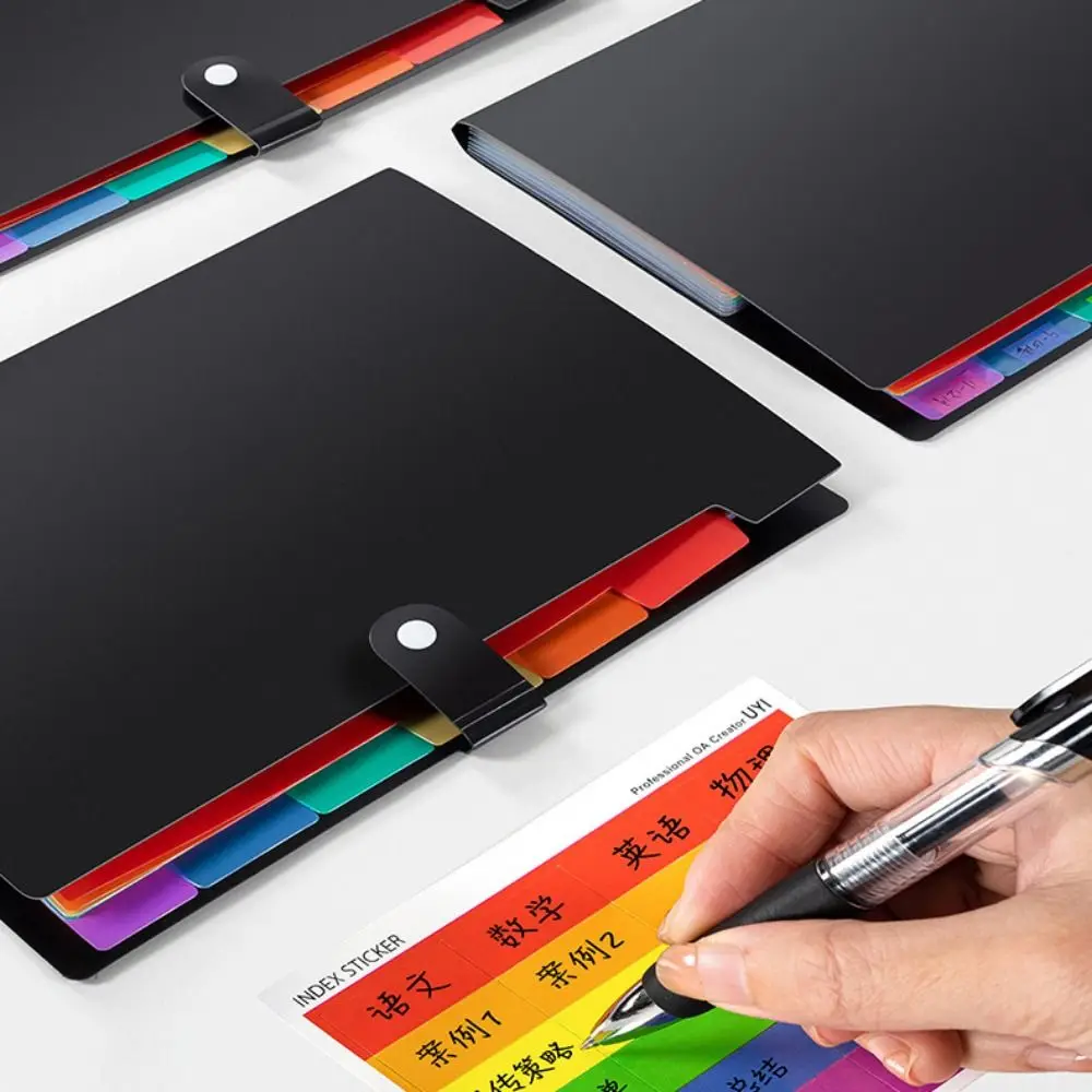 7 Pockets A4 File Folder Bag Large Capacity Multi-layer Accordion File Organizer Waterproof Black A4 File Organ Bag Documents