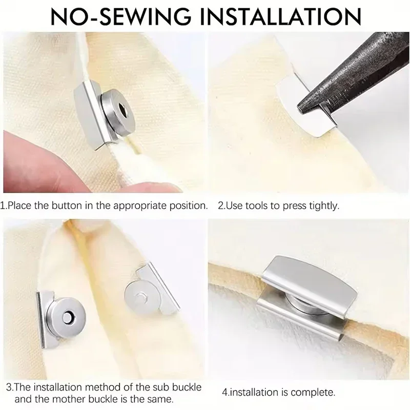 5 Paar Metall-Magnetverschlüsse ohne Nähte für Taschen, DIY-Handtaschenverschluss, Druckknöpfe, Kleidung, Lederhandwerk, Nähzubehör – Detail 5
