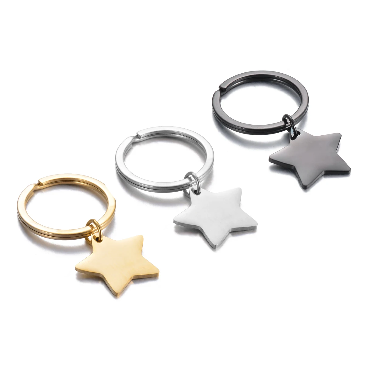 2Pcs Polishing Blank Dog Tag Stainless Steel Star Charm Military Army Pendant For Necklace Custom DIY Jewelry Making Keychain