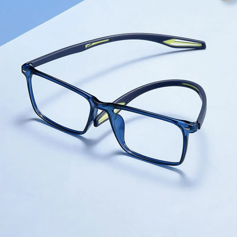 Transparent Square Men's Myopia Glasses TR90 Sport Glasses Block Blue Light Prescription Glasses For Men Custom Diopter Glasses
