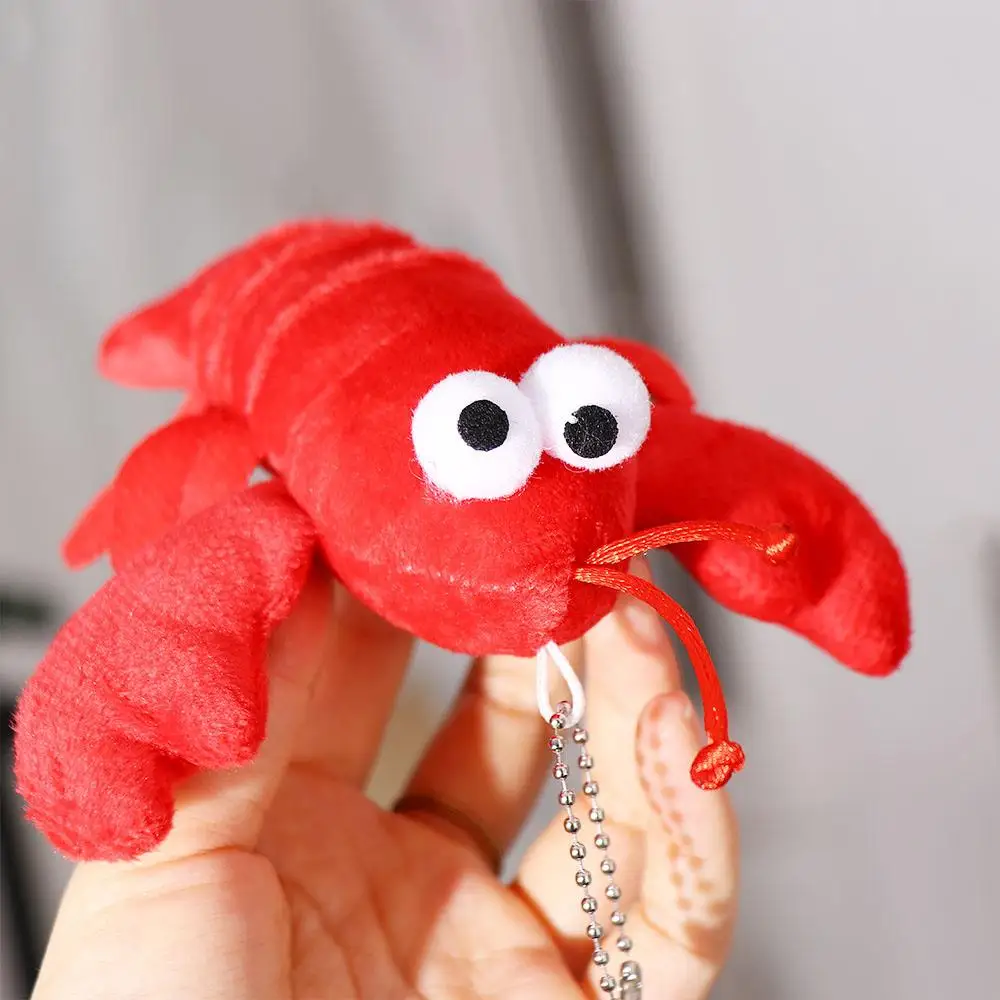 

Kawaii Crayfish Red Lobster Car Key Accessories Stuffed Animal Bag Pendant Keyring Plush Toy Keychains Stuffed Keychain