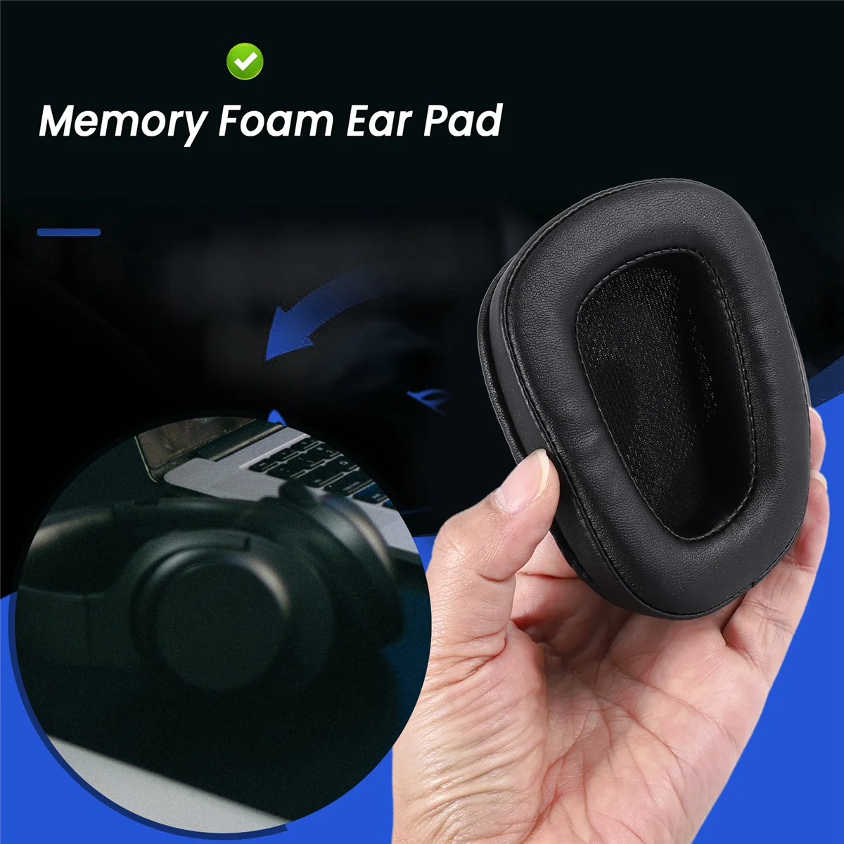 Bantalan telinga busa 1 pasang, Earpad kulit untuk Logitech G933 G935 G633 / G 933 G 935 G 633 Artemis headphone